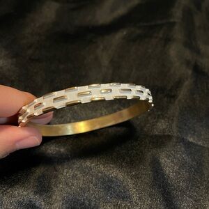 ‼️CLEARANCE ITEM‼️ White Enamel Gold Tone Napier Bangle Bracelet
